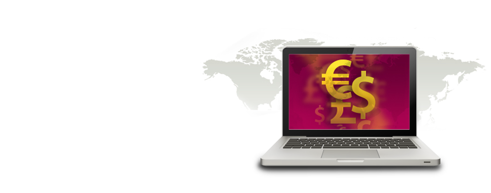 wymiana walut online, na laptopie przedstawione waluty euro dolar 