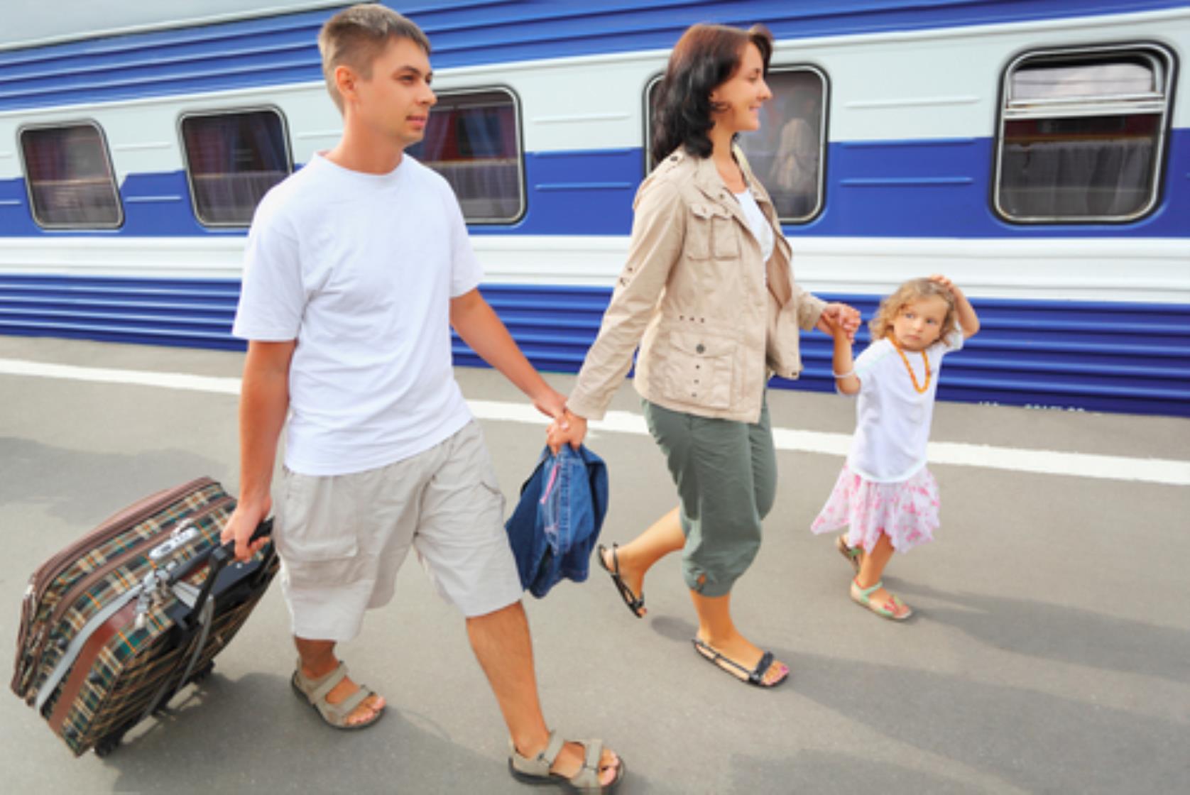 rodzina i podróże pociągiem